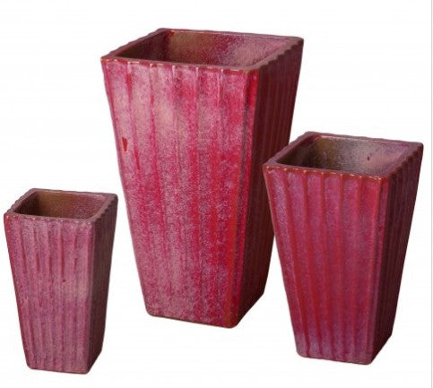 SQUARE CERAMIC PLANTERS (3)