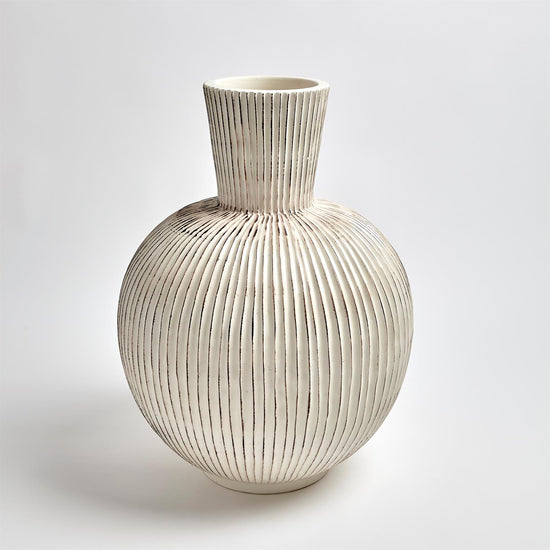 LARGE FURROW SPHERE VASE