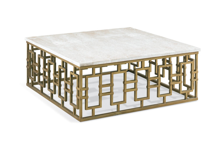 SQUARE TRAVERTINE COCKTAIL TABLE