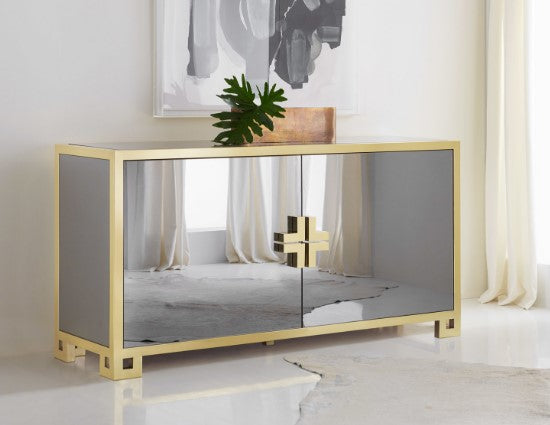 SMOKED MIRROR CREDENZA